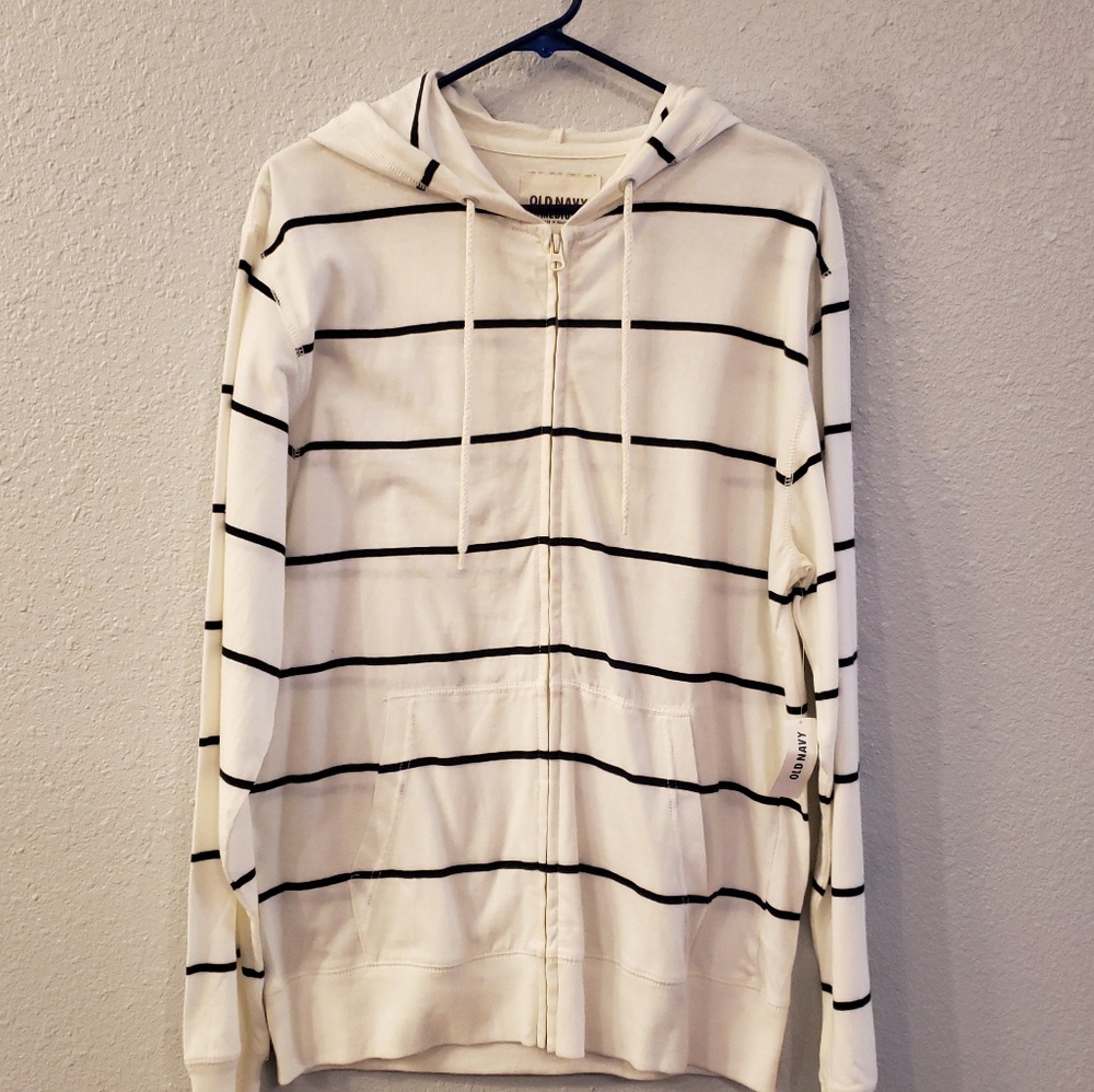 Old Navy black white striped light weight full zip
